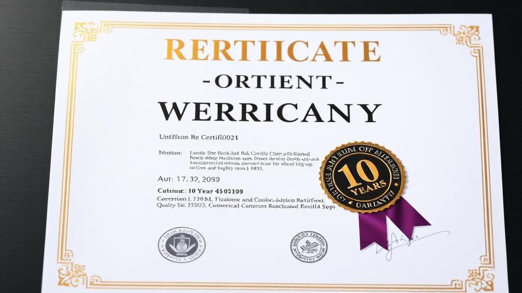 10-year warranty certificate with golden seal
